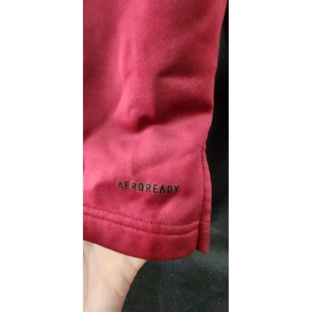 Adidas Mens Track Jacket‎ Red Maroon Size XL Aeroready Pullover 1/4 Zip Up